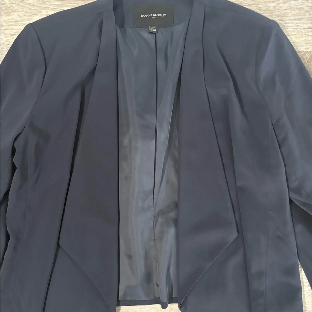 Banana Republic Women's Navy Draped Open-Front Jacket